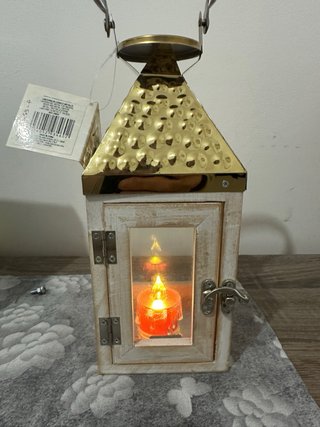 Lanterna decorativa oro e bianco