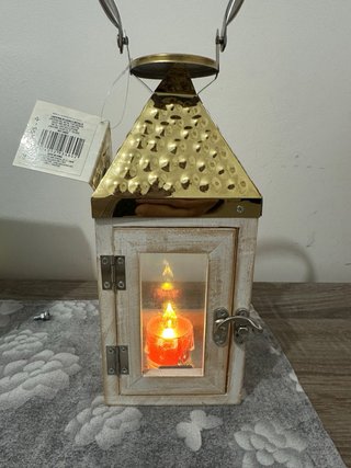 Lanterna decorativa oro e bianco