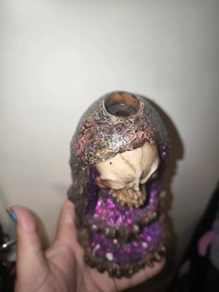 Porta incienso calavera con luz LED