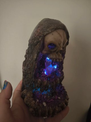 Porta incienso calavera con luz LED