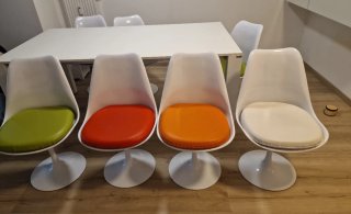 Mesa comedor blanca de alta gama y 6 sillas tulipá