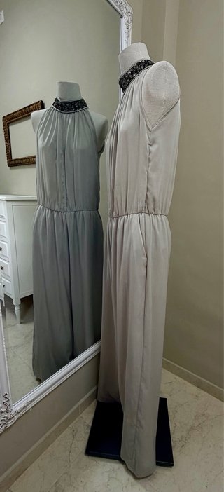 Mono largo halter gris Mango Suit