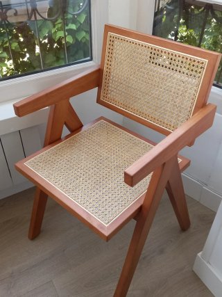 Silla Diseño Mid Century Rattan Madera