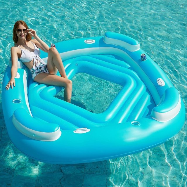 JASONWELL Flotador XL 4 Personas Vinilo Azul