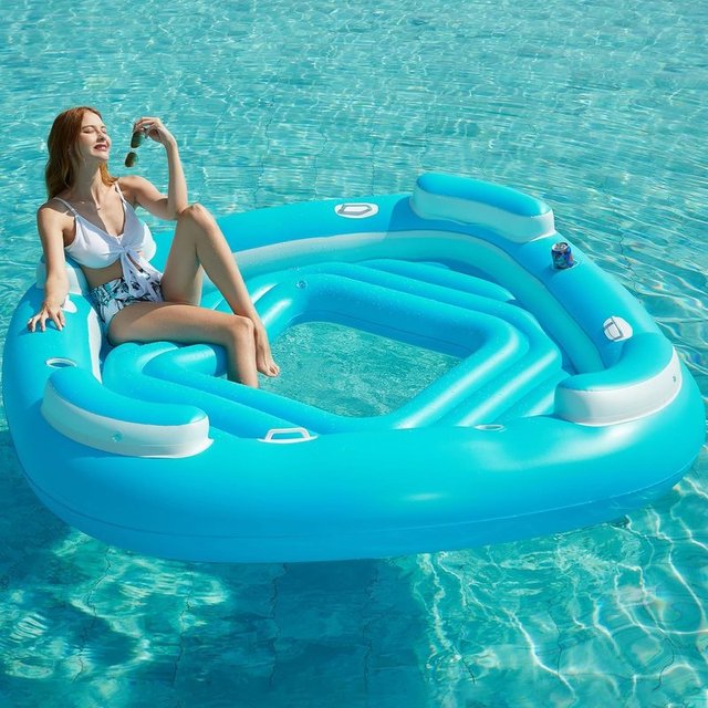 JASONWELL Flotador XL 4 Personas Vinilo Azul