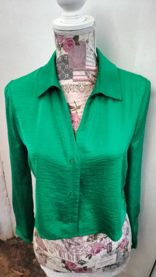 Elegante camisa verde de manga larga