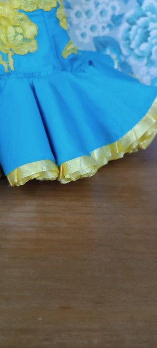 Vestido de  flamenca Nancy Amarillo y Azul