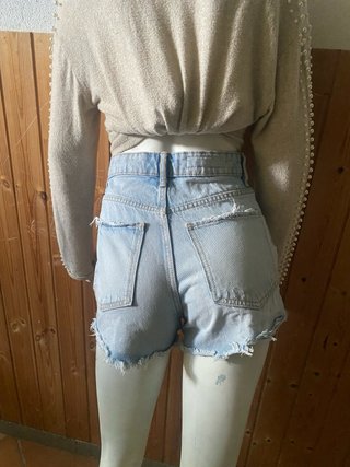 Shorts jeans Zara vita alta strappati