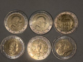 6 Monedas 2 Euros Monaco,San Marino,Francia