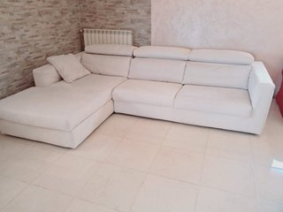 Divano angolare Poltrone Sofà tessuto bianco