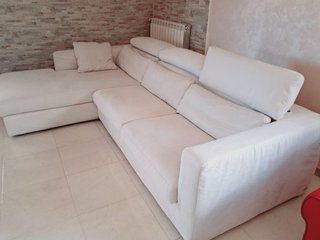 Divano angolare Poltrone Sofà tessuto bianco
