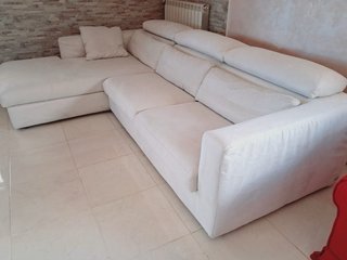 Divano angolare Poltrone Sofà tessuto bianco