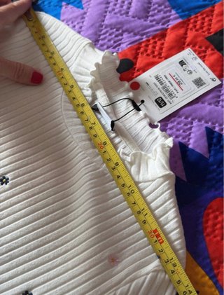 Jersey Desigual flores bordadas canalé blanco T.XS
