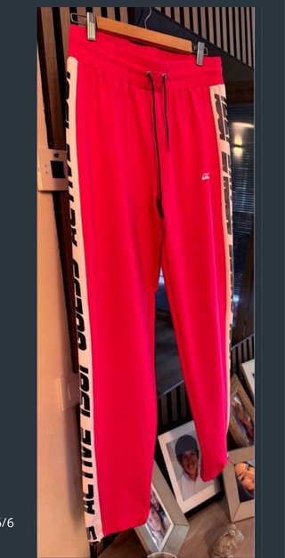 Pantalón chándal mujer rosa y blanco
