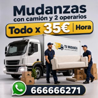 Mudanzas baratas con camión y 2 operarios