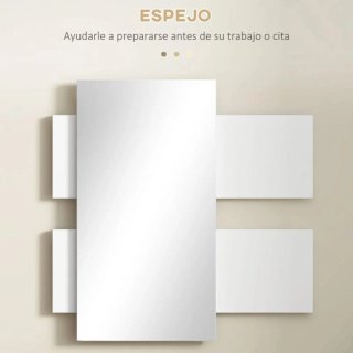 Recibidor con espejo gris y blanco