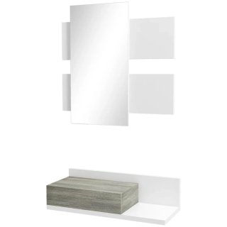Recibidor con espejo gris y blanco
