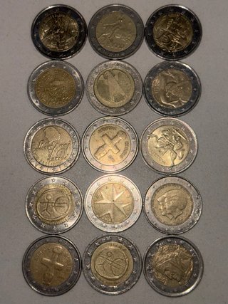 Lote 15 monedas 2 euros