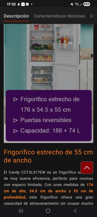 Nevera Combi Candy Blanca 3 meses de uso.
