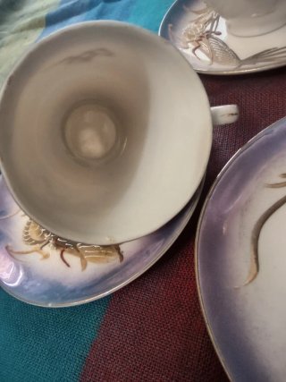 Set Vintage, Tazze e Piatti in Porcellana Giapponese