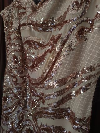 Vestido fiesta lentejuelas oro y plata