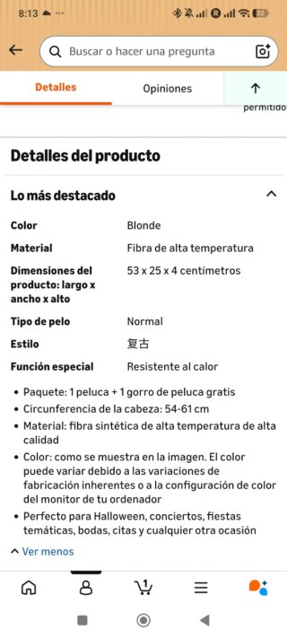 Peluca Larga Ondulada Blanca Carnaval Ferias