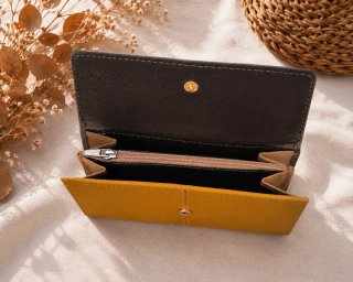 Monedero/Cartera Piel Negro y Amarillo Nuevo