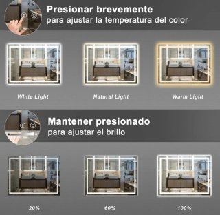 Espejo baño luz led y antibaho. Tamaño 60x80.NUEVO