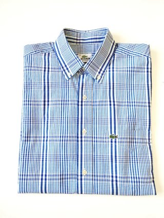Camisa Lacoste cuadros azul y blanco