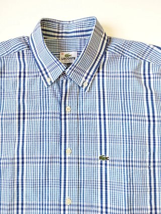 Camisa Lacoste cuadros azul y blanco