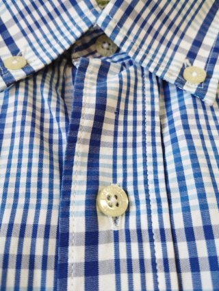 Camisa Lacoste cuadros azul y blanco