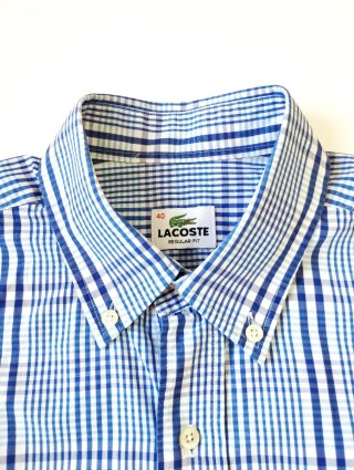 Camisa Lacoste cuadros azul y blanco