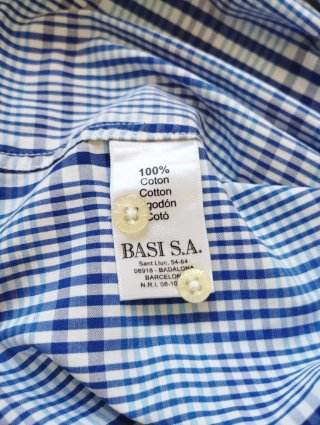 Camisa Lacoste cuadros azul y blanco