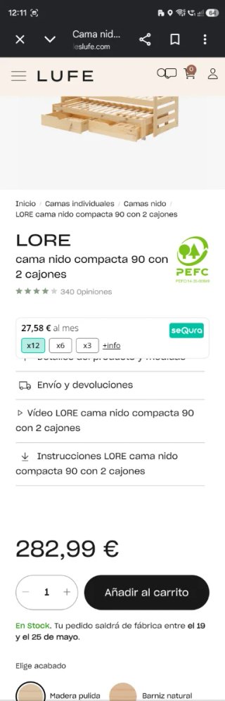 Cama nido con cajones de madera + cositas