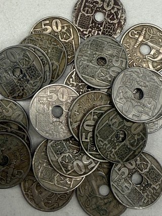 50 céntimos España 1949 lote de 24 monedas
