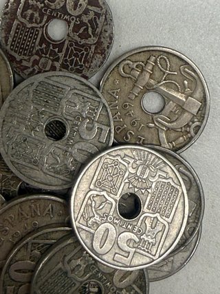 50 céntimos España 1949 lote de 24 monedas