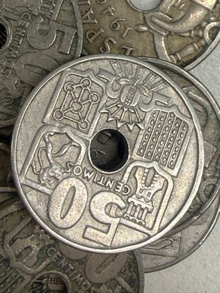 50 céntimos España 1949 lote de 24 monedas