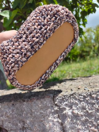 Clutch bag leopardata con chiusura 16cm.