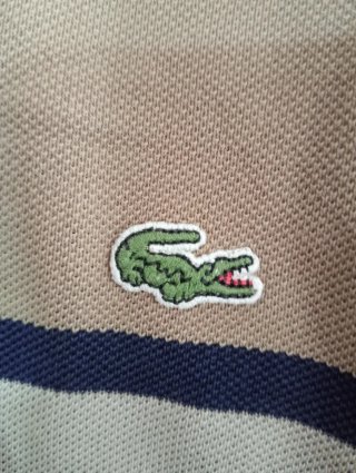 Polo Lacoste Rayas Beige Talla M