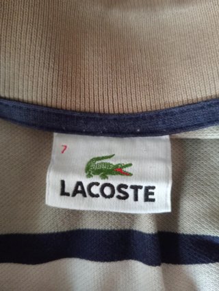 Polo Lacoste Rayas Beige Talla M
