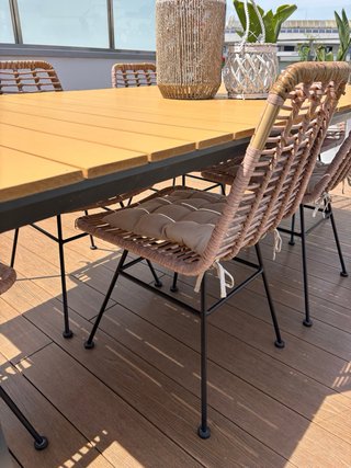 Mesa y 4 Sillas Terraza Mimbre