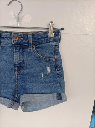 Shorts vaqueros denim azul desgastados Bershka T32