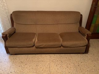 Sofá 3 plazas marrón tela
