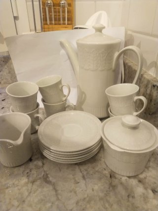 Juego de café Pontesa de porcelana verde muy claro