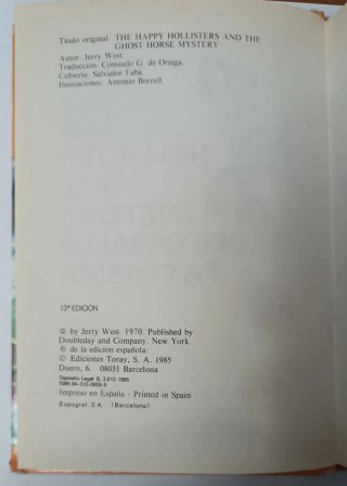 Libro Los Hollister y el misterio del caballo 1985