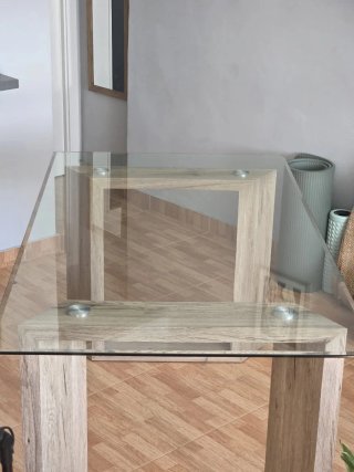 Mesa Comedor Cristal y Madera