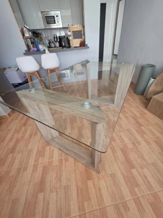 Mesa Comedor Cristal y Madera