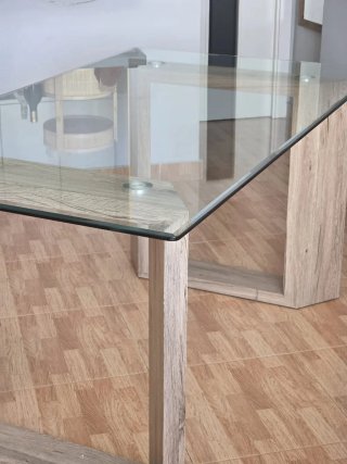 Mesa Comedor Cristal y Madera