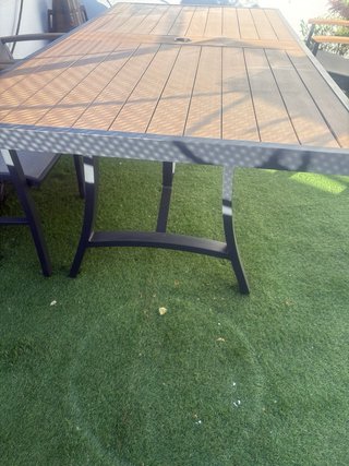 Mesa de jardín madera y metal 102x198