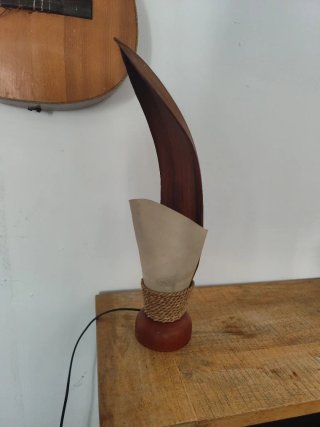 Lámpara Vintage Madera y Yute